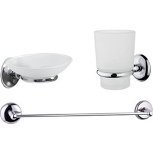 Banyo Havlu Askısı, Diş Fırçalık, Katı Sabunluk, 3'lü Banyo Seti