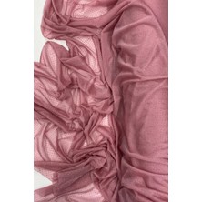 Royaleks Group Yağmur Damlası Simli Abiye Elbise Şallık Tül Kumaş Gül Kurusu 32-H