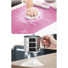 Silikon Büyük Boy Hamur Açma Matı 45X65 ve 250GR Kapasiteli Un Şeker Eleği