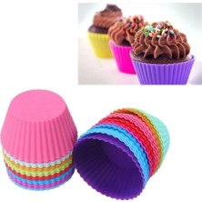 Yapışmaz Renkli Silikon Muffin Mini Kek Kalıbı 12'li