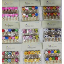 10’lu Şekilli Ahşap Mandallar 3.5cm (10’lu Set-12 Paket)