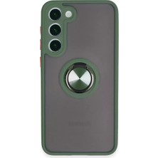 Olinea Galaxy S23 Kılıf Montreal Yüzüklü Silikon Kapak - Yeşil