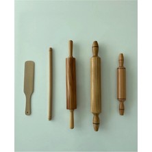 - Ahşap Merdane Seti - 2 Sabit Merdane, 1 Döner Merdane, Oklava ve Çevirgeç Hediye