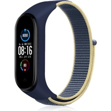 Eco Port Xiaomi Mi Band 4 Hasırlı Cırtcırtlı Kordon (Saat Değildir) - Sarı-Lacivert