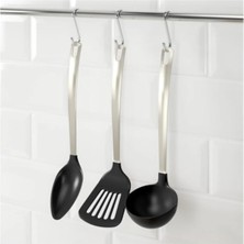 3 Parça Mutfak Gereçleri Seti, Paslanmaz Çelik  Kepçe,spatula,kaşık Set
