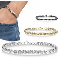 Moncuk Design Hasır Örgü Çelik Zincir Bileklik 6mm 3351CZB2D7