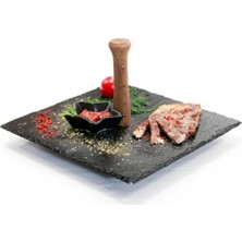 Ahşap Saplı Orta Kare Arduvaz Taş (25X25 Cm)