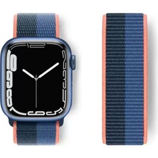 Olinea Watch 38MM Hasırlı Cırtcırtlı Kordon - Siyah-Mavi