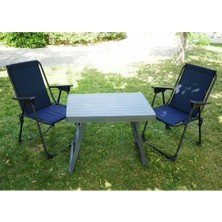 3'lü Set Bardaklıklı Katlanır Kamp Sandalyesi 2 Adet + Katlanır Kamp Masası Kamp Masası Seti