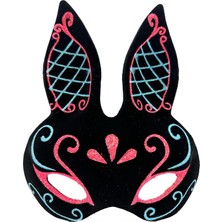 TeknoKapsül Siyah Renk Mi Kırmızı Simli Siyah Süet Kaplama Tşan Maskesi 18X16 cm