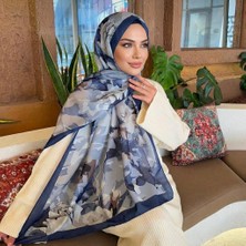Revam Collection Desenli Pamuk Soft Şal Lacivert