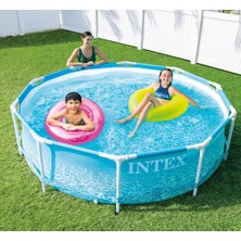 Depomiks 28206 Intex Okyanus Desenli Prefabrik Aile Havuzu 305X76 cm - Metal Çerçeveli Estetik Bahçe Havuzu