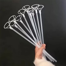 Blur Pera Balon Sabitleme Çubuğu + Başlık Seti - 60 cm - Şeffaf (10'lu Paket)