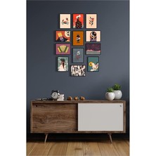 Pearl Shop Cerceve Çerçevesiz Çerçeve Görünümlü 12 Parça Mdf Tablo Seti Çoklu Baskı Seti Mdf Baskı ÖZC-MDF12D