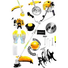 Pearl Shop Alman 16 Hp Tam Profesyonel Yan Tipi Benzinli Tırpan Ot Çalı Çim Biçme Makinesi Sarı + Çapa Aparatı