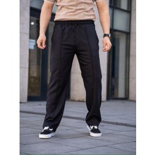 Asmedo Keten Cepli Çıma Dikişli Jogger Buggy Pantalon Rahat Kalıp - Siyah