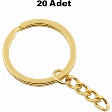 Orhan Çanta 20 Adet Zincirli Tel Anahtarlık Halkası Altın Renk