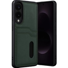 Eco Port Samsung Galaxy S25 Edge Sara Kartvizitli Deri Kılıf - Koyu Yeşil