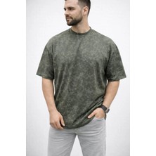 Asmedo Erkek Premium Tişört Osy Yumuşak Dokulu Yıkamalı Oversize T-Shirt - Haki