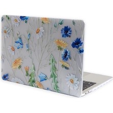 Pearl Shop MacBook Air 13 Inç Kılıf A1369 A1466 Uyumlu Mat Tpu Sert Kapak Çiçek Desenli Uv Lazer Baskı Ince Hafif Koruma Darbe Emici Tasarım Sarı