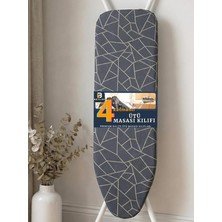 Pearl Shop Ütü Masası Kılıfı Ütü Bezi ve Örtüsü Kalın Keçe Dolgulu Ipli Yanmaya Dayanıklı Makinede Yıkanabilir Kolay Uyum Ağır Yansıtıcı Görev Ayarlanabilir 3 Katman 50 x 150 cm (Geometrik Gri)