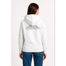 Asmedo Kadın 3 Iplik Pamuklu Kapüşonlu Hoodie Sweatshirt Nihilist Penguen Baskılı - Beyaz