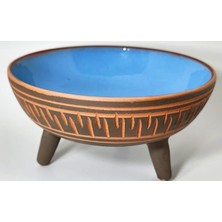 Pearl Shop Sunum Kasesi, Seramik Ayaklı Sunum Kasesi, Servis Kasesi, Servis Tabağı, Kase, Tabak (Boncuk Mavi, 25 Cm)