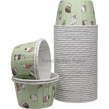 Pearl Shop Hediye Sepeti 50'li Dondurma Desenli Muffin Kek Kalıbı, Kek Kapsülü Cupcake Kalıbı, Airfryer Uyumlu