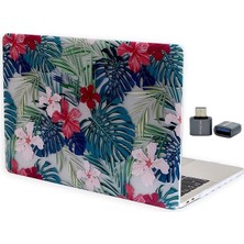 Pearl Shop MacBook Air M1 Uyumlu 13 Inç Çiçek Desenli Sert Kapak Ince Hafif Çizik Darbe Koruma Solmaz Baskı Şık Tasarım Yeşil