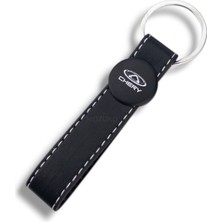 MOZOKO Yüksek Kaliteli Chery Logolu Siyah Deri Şık Hediyelik Araç Anahtarlığı