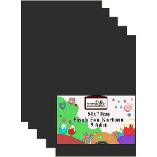 Pearl Shop Kartonu 50X70 cm 120 gr 5 Adet 50 * 70 cm Renkli Fon Kartonu Kağıdı 120 gr Okul Sınıf Etkinlik Kreş Okul Öncesi Siyah