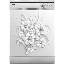 Pearl Shop Makinesi Sticker Kaplama Beyaz Eşya Kaplama Gri Çiçekler