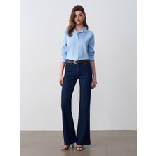 Dilvin 72309 Dikiş Detaylı Flare Jean-Lacivert