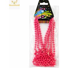 Najmaddin Mey Ithalat® Neon Pembe Boncuk Kolye 80 cm – Retro 80’ler 90’lar Parti Aksesuarı