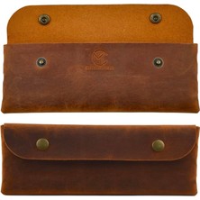 Pearl Shop Yapımı Kalemlik Hakiki Deri, Deri Küçük Kalem Kutusu – Iş, Ofis, Okul Aksesuar Tutucu, Klasik ve Minimal El Yapımı Tasarım Vintage Kalemlik (Camel)