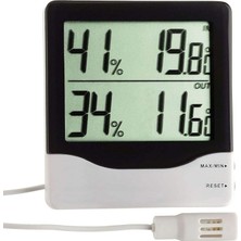 Pearl Shop Iç-Dış Dijital Problu Termometre Nem Ölçer, Beyaz