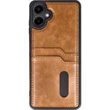 Eco Port Samsung Galaxy A06 Kılıf Sara Kartvizitli Deri Kılıf - Taba
