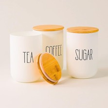 Pearl Shop Cam Kahve, Şeker ve Çay Saklama Kavanoz Seti Hava Geçirmez (3'lü Set) Baharatlık, Beyaz