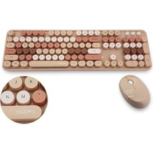 Pearl Shop Mofii Kablosuz Klavye ve Mouse Set 104 Tuşlu Pc Notebook Uyumlu Klayve ve Fare 136MM x 445MM ZR513 (Kahverengi)
