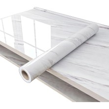 Pearl Shop Dayanıklı Mermer Desenli 5mt x 60CM Mutfak Tezgah Dolap Lavabo Yapışkanlı Folyo Kaplama Kağıdı