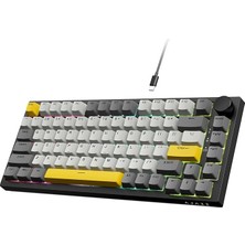 Pearl Shop AK820 75% Tkl Kablolu Mekanik Klavye, Çalışırken Değiştirilebilir Conta Montajlı Oyun Klavyesi, Rgb Aydınlatma, Wın/mac Için Cnc Düğmeli 82 Tuş-Gri
