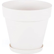 Pearl Shop Yalı Saksı Tabaklı 6 Lt No 4 Beyaz (15001)