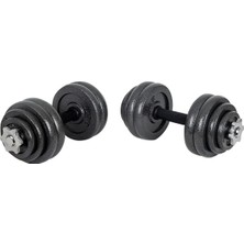 Pearl Shop Fitness Dambıl Seti, 30 Kg, Taşıma Çantalı, Döküm Plakalar, 2 Adet 34 cm Krom Bar, Siyah Renk
