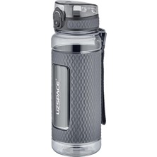 Pearl Shop Fiftyfifty 800ML -Büyük Boy- Tritan Su Matarası Silikon Korumalı Kaydırmaz Gövde Gri