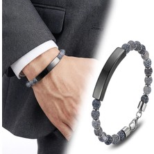 Moncuk Design Mat Akik Siyah Isim Yazılabilir ve Ayarlanabilir Çelik Zincir Bileklik 33512B29D4
