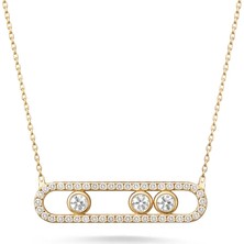 Zeya Kuyumculuk 14 Ayar Altın Mikro Taşlı Messika Tarzı Kolye