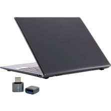 Pearl Shop Matebook D15 2019-2022 Kılıf Uyumlu Kristal Parlak Şeffaf Sert Hard Case Ince Hafif Çizilme Koruma 15.6 Inç Siyah