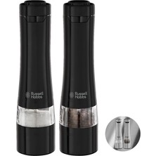 Pearl Shop Hobbs 28010-56 Tuz ve Karabiber Öğütücü Seti, Elektirikli, Seramik Öğütücü, Ince ve Iri Ayarlanabilir Öğütme Seviyesi, LED Aydınlatma, Pille Çalıştırma, Baharat Öğütücü, Siyah