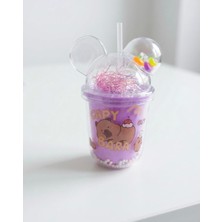 ZYC Çocuk Capy Bara Panda Kulaklı Boncuklu ve Pipetli Suluk 350ML
