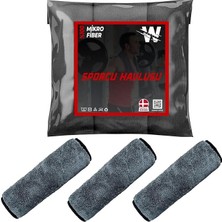 Pearl Shop - Sporcu Fitness Antreman Havlusu 30X100 Cm, Hafif ve Hızlı Kuruyan Mikrofiber Spor Havlu, Gym Boks Pilates Tenis Havlusu (3 Adet 30X100, Gri)